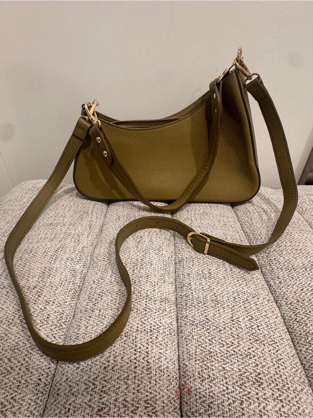 Olive Green Shoulder Bag with Adjustable Strap